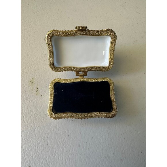 New Siu Ming Green Tea Cup Porcelain Jewelry Keepsake Hinged Trinket Box - Picture 5 of 7